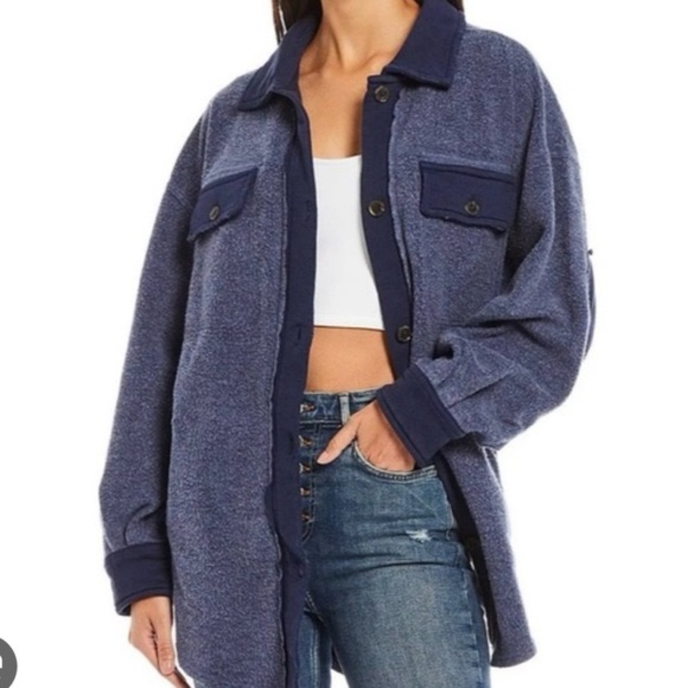 Free People Button Front Blue Ruby Jacket - image 2